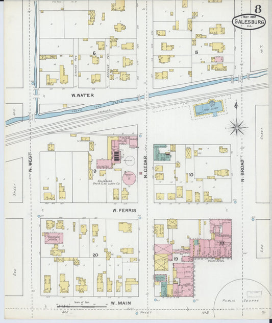 Sanborn Fire Insurance Map from Galesburg, Knox County, Illinois (1892), Sheet #0008 - Historic Sanborn Fire Insurance Map Print, vintage old map wall art, antique decor, genealogy gift, Illinois Illinois map