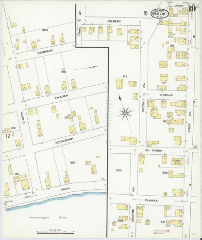 Sanborn Fire Insurance Map from Berlin, Coos County, New Hampshire (1909), Sheet #0019 - Complete Map Set gallery image, historic Sanborn map, vintage wall art, New Hampshire New Hampshire