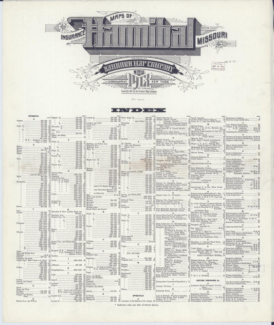 Sanborn Fire Insurance Map from Hannibal, Marion County, Missouri. (1913) – Historic Sanborn Fire Insurance Map Print