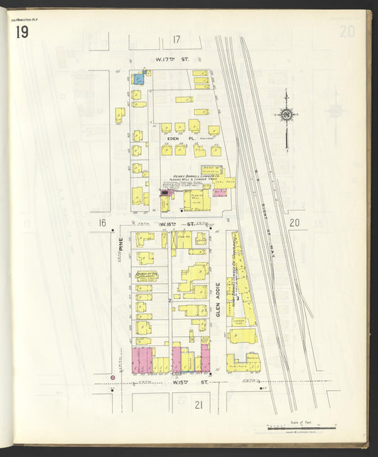 Sanborn Fire Insurance Map from Anniston, Calhoun County, Alabama (1925), Sheet #0019 - Historic Sanborn Fire Insurance Map Print, vintage old map wall art, antique decor, genealogy gift, Alabama Alabama map