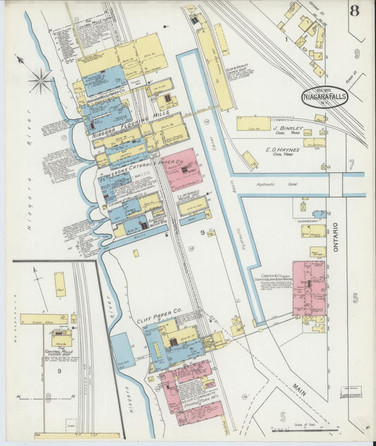 Sanborn Fire Insurance Map from Niagara Falls, Niagara County, New York (1892), Sheet #0008 - Historic Sanborn Fire Insurance Map Print, vintage old map wall art, antique decor, genealogy gift, New York New York map