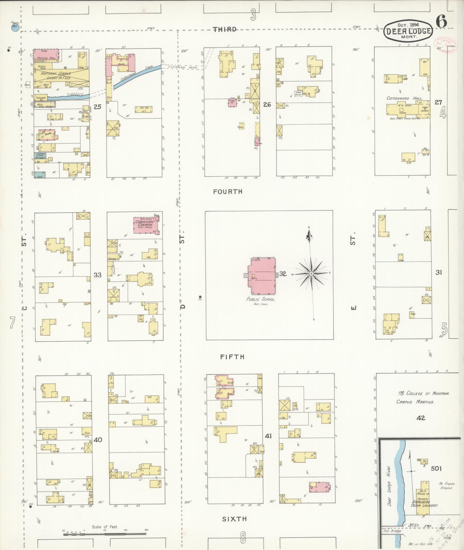 Sanborn Fire Insurance Map from Deer Lodge, Powell County, Montana (1894), Sheet #0006 - Complete Map Set gallery image, historic Sanborn map, vintage wall art, Montana Montana