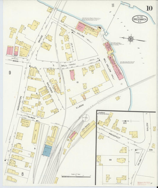 Sanborn Fire Insurance Map from Greenwich, Washington County, New York (1913), Sheet #0010 - Historic Sanborn Fire Insurance Map Print, vintage old map wall art, antique decor, genealogy gift, New York New York map