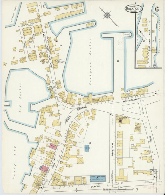 Sanborn Fire Insurance Map from Rockport, Essex County, Massachusetts (1917), Sheet #0006 - Historic Sanborn Fire Insurance Map Print, vintage old map wall art, antique decor, genealogy gift, Massachusetts Massachusetts map