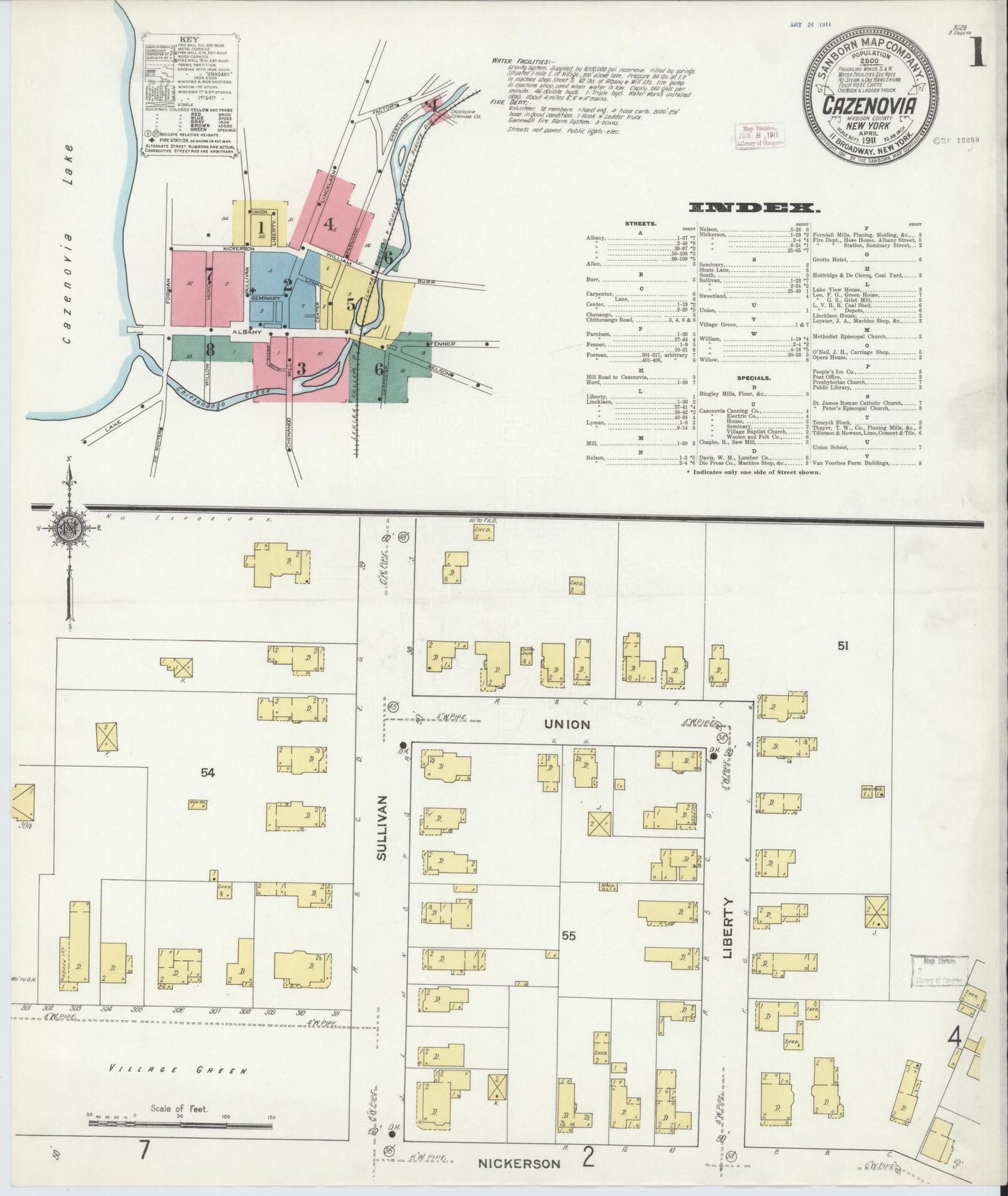Sanborn Fire Insurance Map from Cazenovia, Madison County, New York. (1911) – Historic Sanborn Fire Insurance Map Print