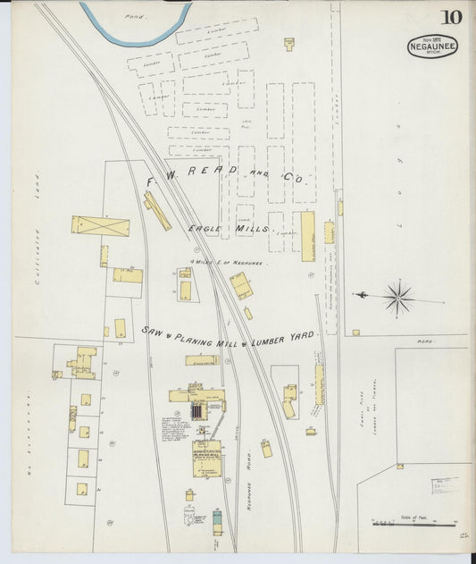 Sanborn Fire Insurance Map from Negaunee, Marquette County, Michigan (1892), Sheet #0010 - Historic Sanborn Fire Insurance Map Print, vintage old map wall art, antique decor, genealogy gift, Michigan Michigan map