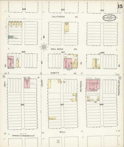 Sanborn Fire Insurance Map from Everett, Snohomish County, Washington (1893), Sheet #0014 - Complete Map Set gallery image, historic Sanborn map, vintage wall art, Washington Washington