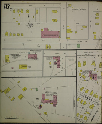 Sanborn Fire Insurance Map from Akron, Summit County, Ohio (1892), Sheet #0037 - Historic Sanborn Fire Insurance Map Print, vintage old map wall art, antique decor, genealogy gift, Ohio Ohio map