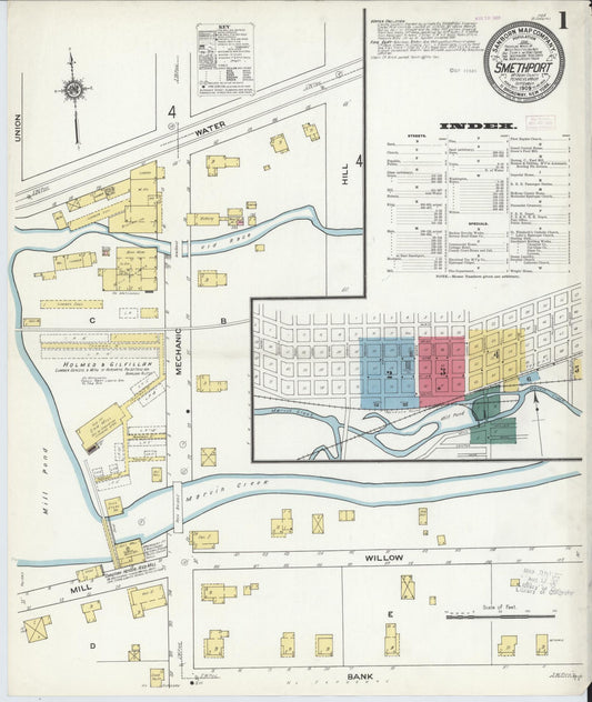 Sanborn Fire Insurance Map from Smethport, McKean County, Pennsylvania (1909), Sheet #0001 - Historic Sanborn Fire Insurance Map Print, vintage old map wall art, antique decor, genealogy gift, Pennsylvania Pennsylvania map