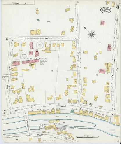 Sanborn Fire Insurance Map from Winsted, Litchfield County, Connecticut (1904), Sheet #0008 - Complete Map Set gallery image, historic Sanborn map, vintage wall art, Connecticut Connecticut