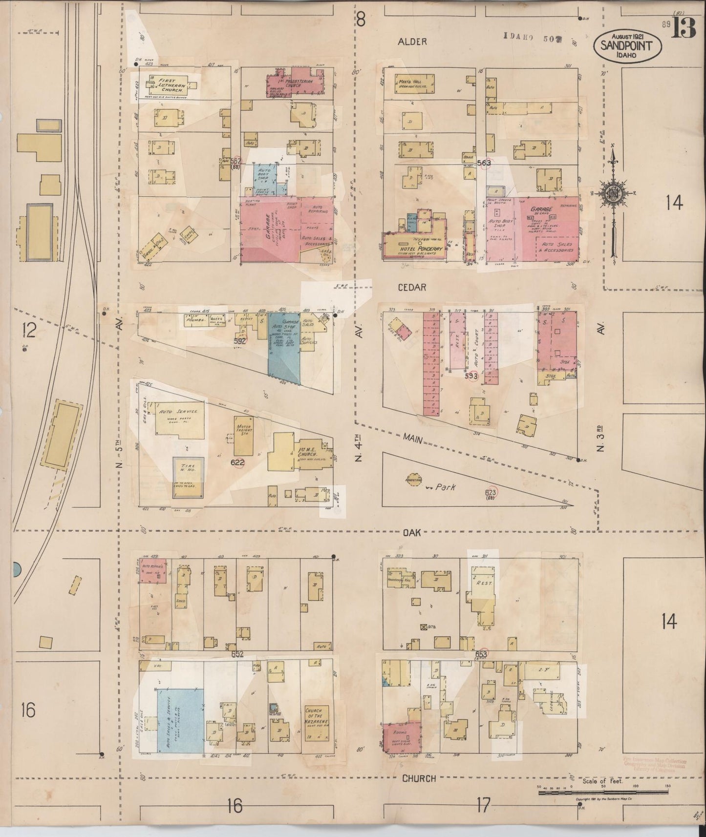 Sanborn Fire Insurance Map from Sandpoint, Bonner County, Idaho (1948), Sheet #0013 - Complete Map Set gallery image, historic Sanborn map, vintage wall art, Idaho Idaho