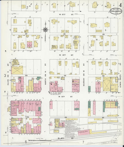 Sanborn Fire Insurance Map from Columbus, Platte County, Nebraska (1909), Sheet #0004 - Complete Map Set gallery image, historic Sanborn map, vintage wall art, Nebraska Nebraska