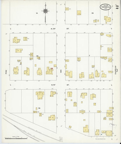 Sanborn Fire Insurance Map from Seneca, Oconee County, South Carolina (1911), Sheet #0002 - Complete Map Set gallery image, historic Sanborn map, vintage wall art, South Carolina South Carolina