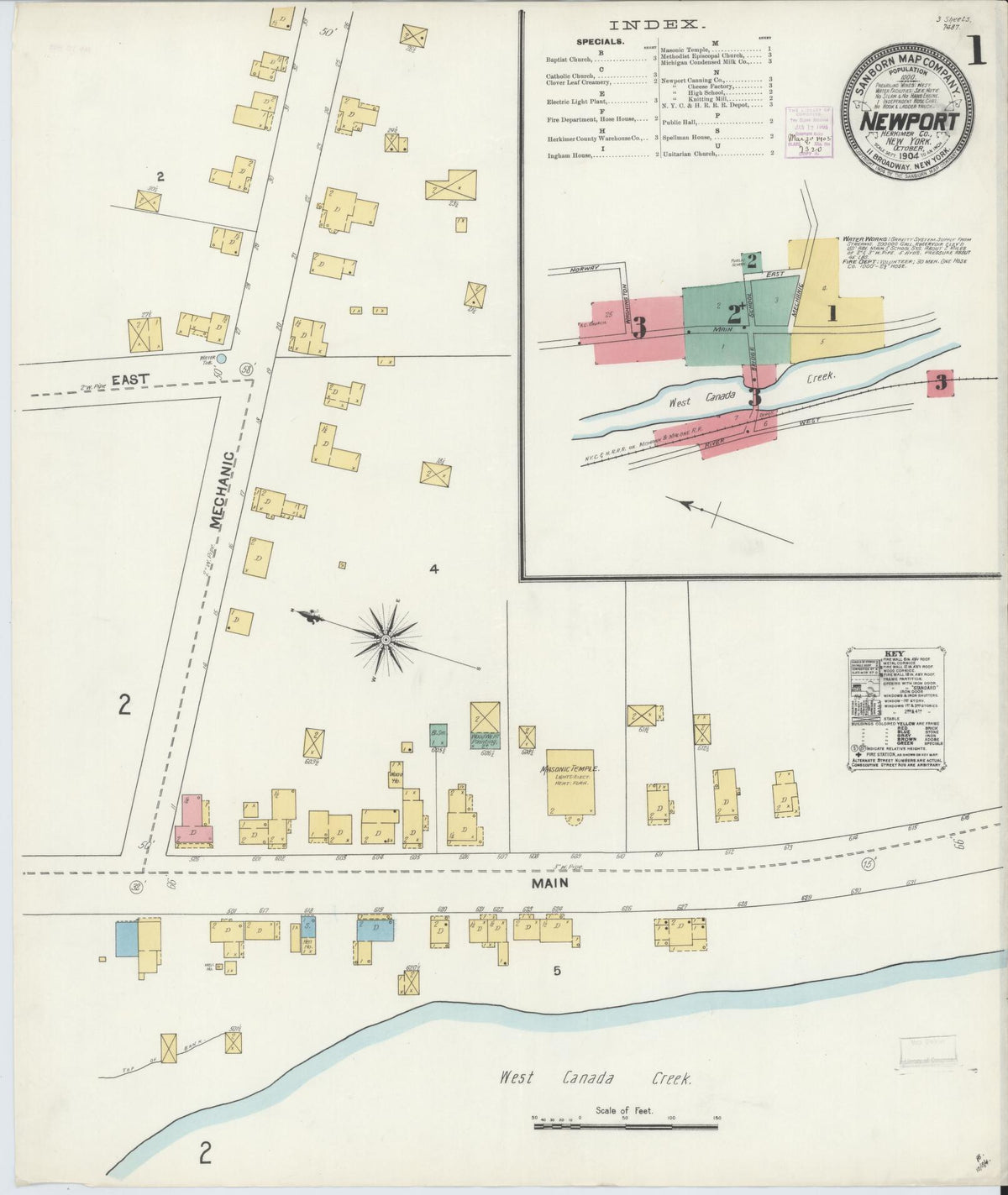 Sanborn Fire Insurance Map from Newport, Herkimer County, New York (1904), Sheet #0001 - Complete Map Set gallery image, historic Sanborn map, vintage wall art, New York New York