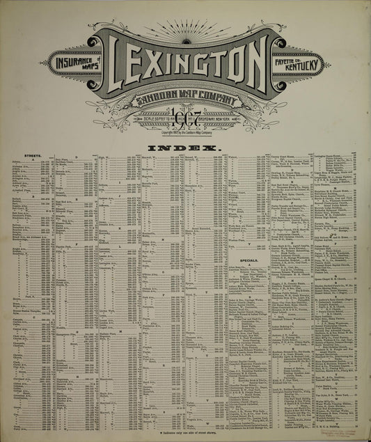 Sanborn Fire Insurance Map from Lexington, Fayette County, Kentucky (1907), Sheet #0001 - Historic Sanborn Fire Insurance Map Print, vintage old map wall art, antique decor, genealogy gift, Kentucky Kentucky map