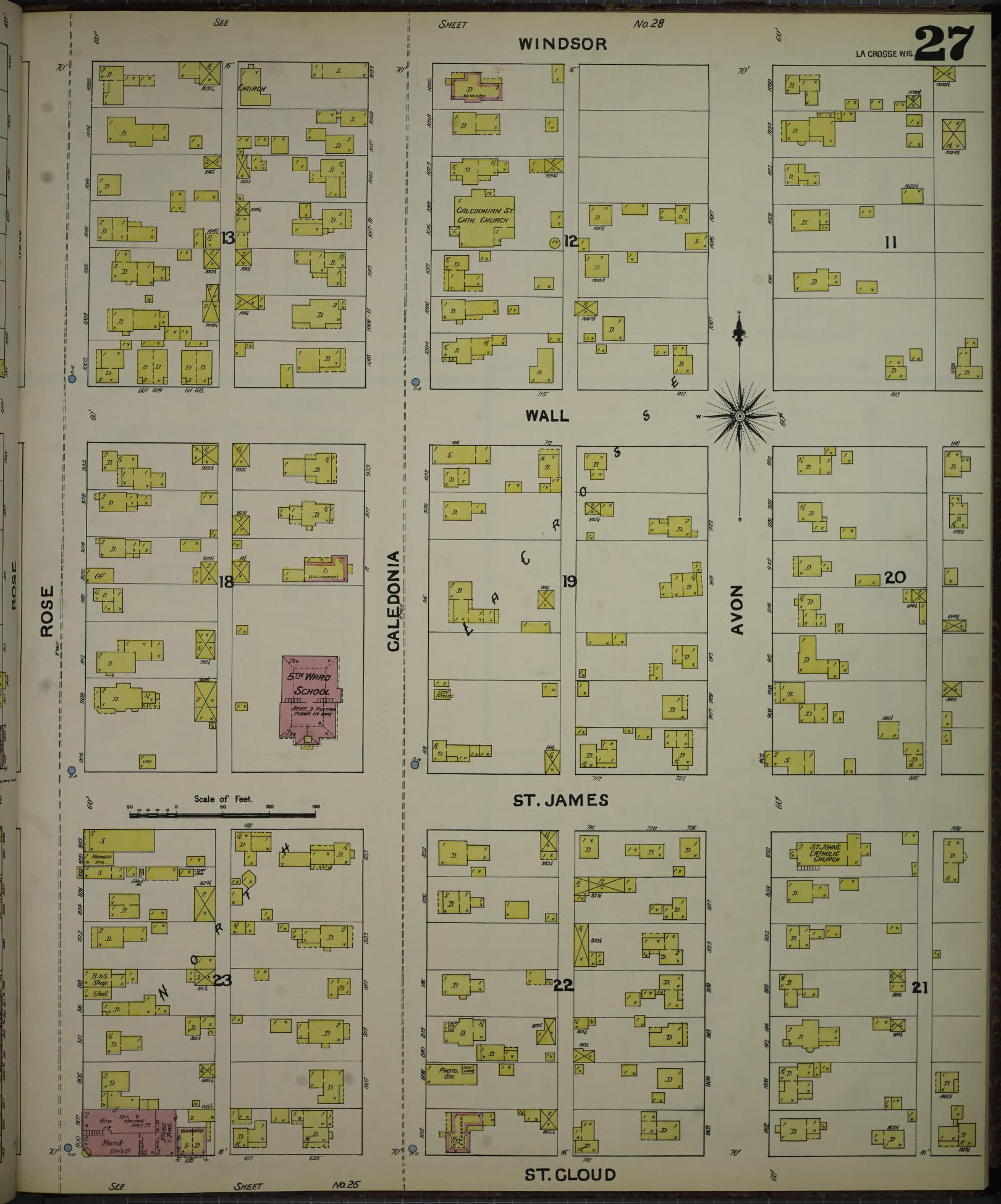 Sanborn Fire Insurance Map from La Crosse, La Crosse County, Wisconsin (1891), Sheet #0027 - Historic Sanborn Fire Insurance Map Print, vintage old map wall art, antique decor, genealogy gift, Wisconsin Wisconsin map