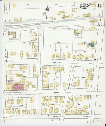 Sanborn Fire Insurance Map from Conneaut, Ashtabula County, Ohio (1919), Sheet #0012 - Historic Sanborn Fire Insurance Map Print, vintage old map wall art, antique decor, genealogy gift, Ohio Ohio map