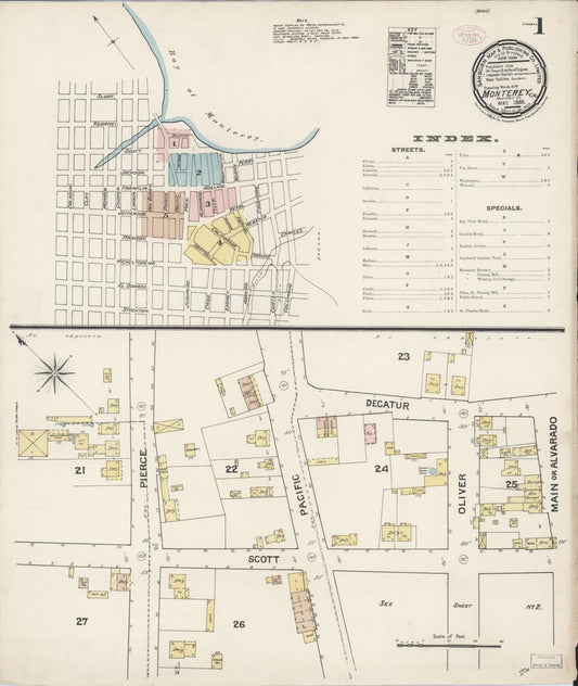 Sanborn Fire Insurance Map from Monterey, Monterey County, California (1888), Sheet #0001 - Complete Map Set gallery image, historic Sanborn map, vintage wall art, California California