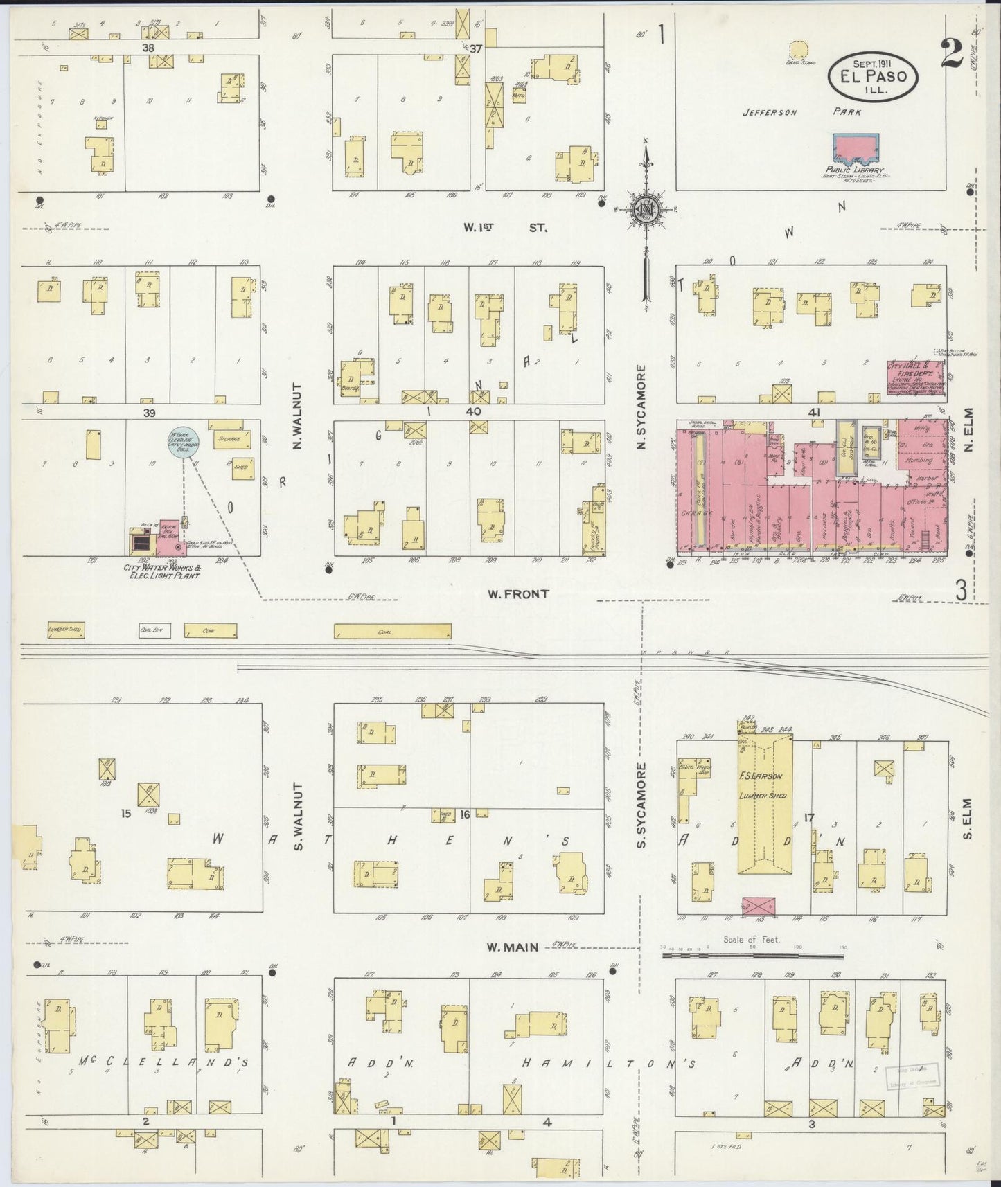 Sanborn Fire Insurance Map from El Paso, Woodford County, Illinois (1911), Sheet #0002 - Historic Sanborn Fire Insurance Map Print, vintage old map wall art, antique decor, genealogy gift, Illinois Illinois map