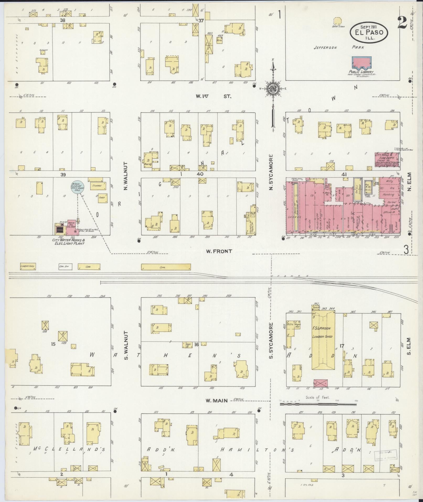Sanborn Fire Insurance Map from El Paso, Woodford County, Illinois (1911), Sheet #0002 - Historic Sanborn Fire Insurance Map Print, vintage old map wall art, antique decor, genealogy gift, Illinois Illinois map