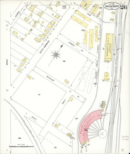 Sanborn Fire Insurance Map from San Luis Obispo, San Luis Obispo County, California (1909), Sheet #0026 - Complete Map Set gallery image, historic Sanborn map, vintage wall art, California California