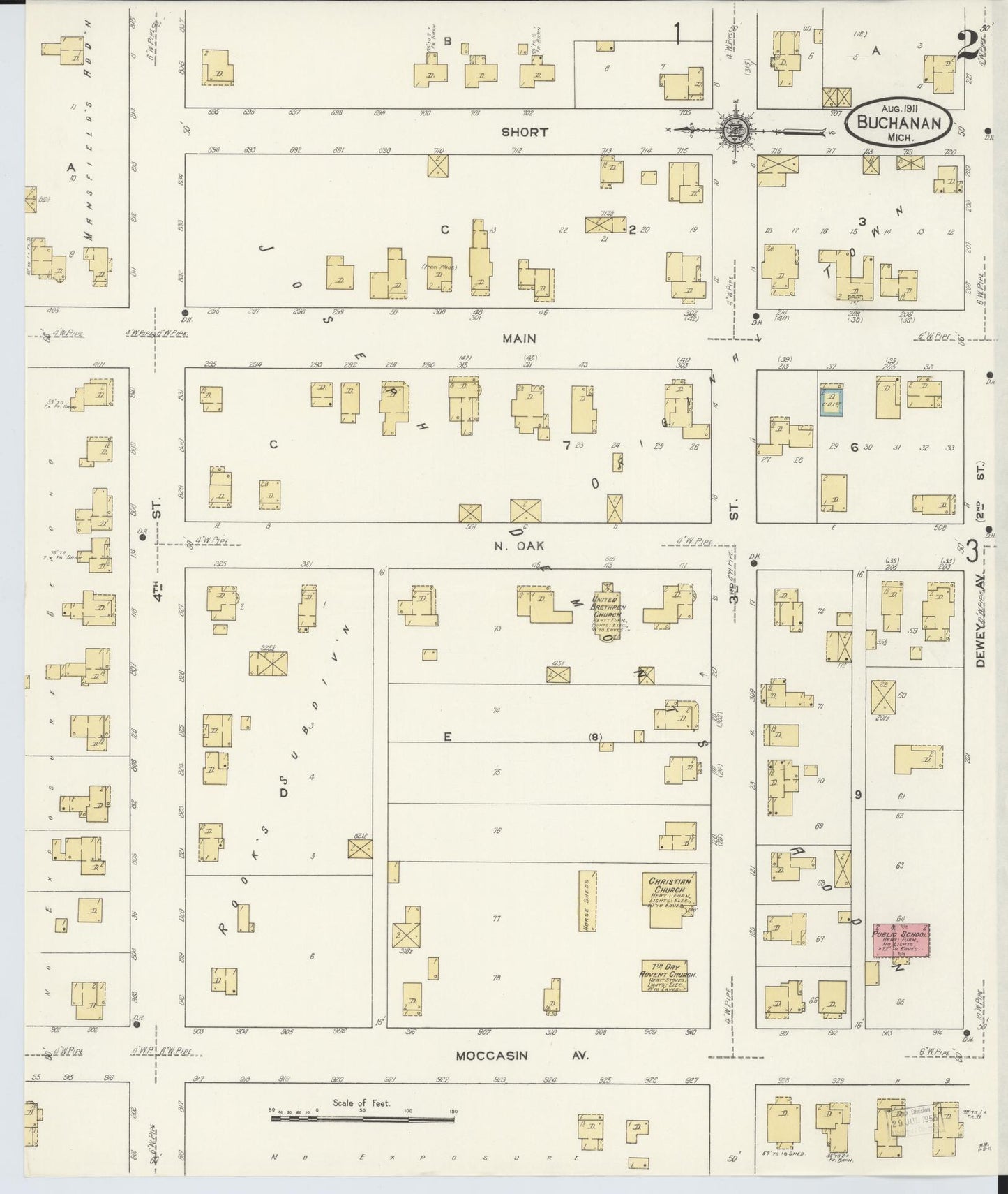 Sanborn Fire Insurance Map from Buchanan, Berrien County, Michigan (1911), Sheet #0002 - Historic Sanborn Fire Insurance Map Print, vintage old map wall art, antique decor, genealogy gift, Michigan Michigan map