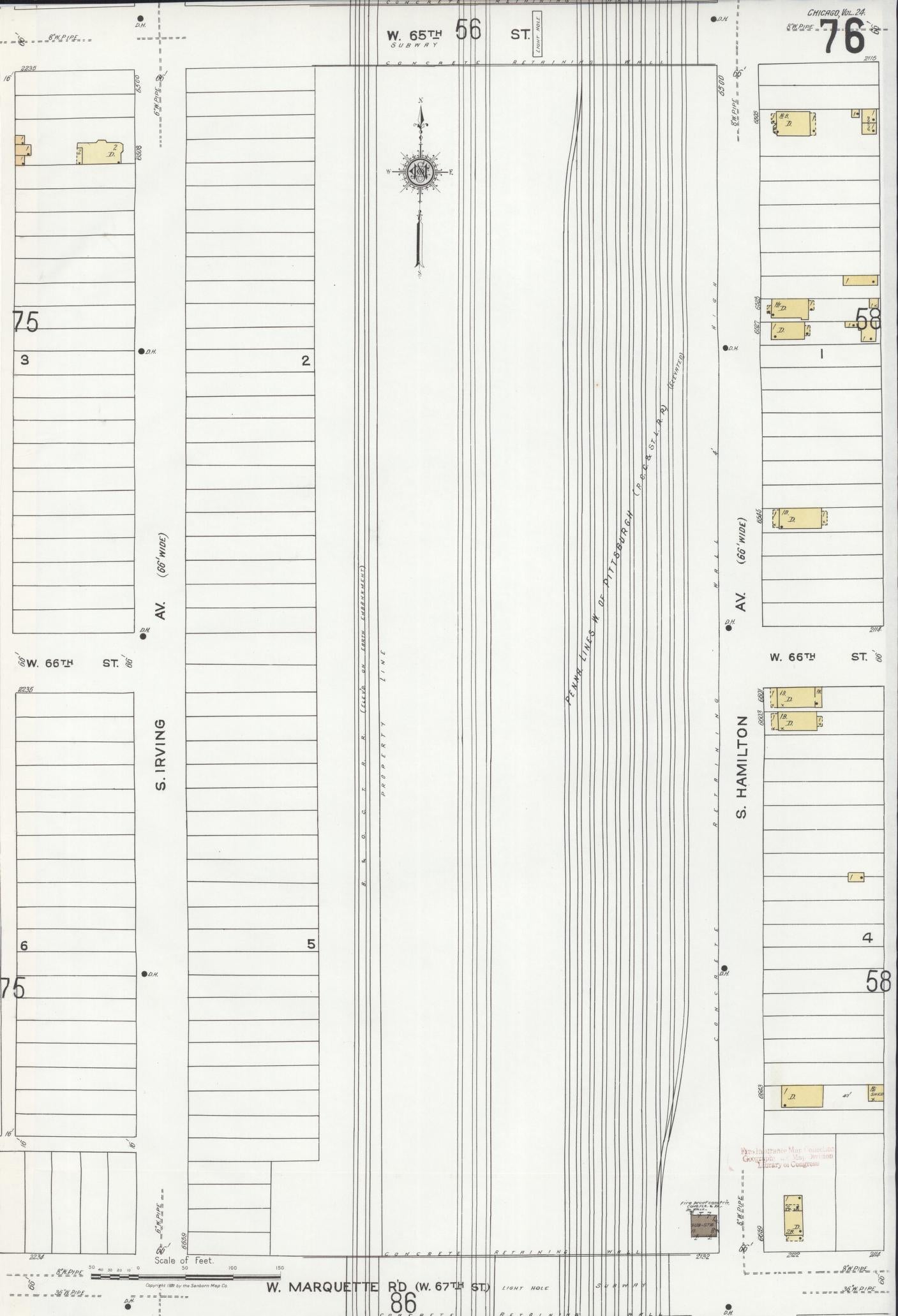 Sanborn Fire Insurance Map from Chicago, Cook County, Illinois (1920), Sheet #0076 - Historic Sanborn Fire Insurance Map Print, vintage old map wall art, antique decor, genealogy gift, Illinois Illinois map