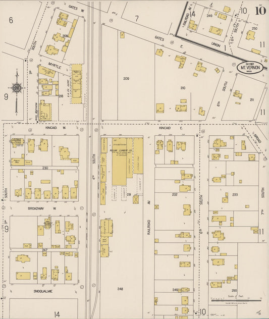 Sanborn Fire Insurance Map from Mount Vernon, Skagit County, Washington (1921), Sheet #0010 - Historic Sanborn Fire Insurance Map Print, vintage old map wall art, antique decor, genealogy gift, Washington Washington map