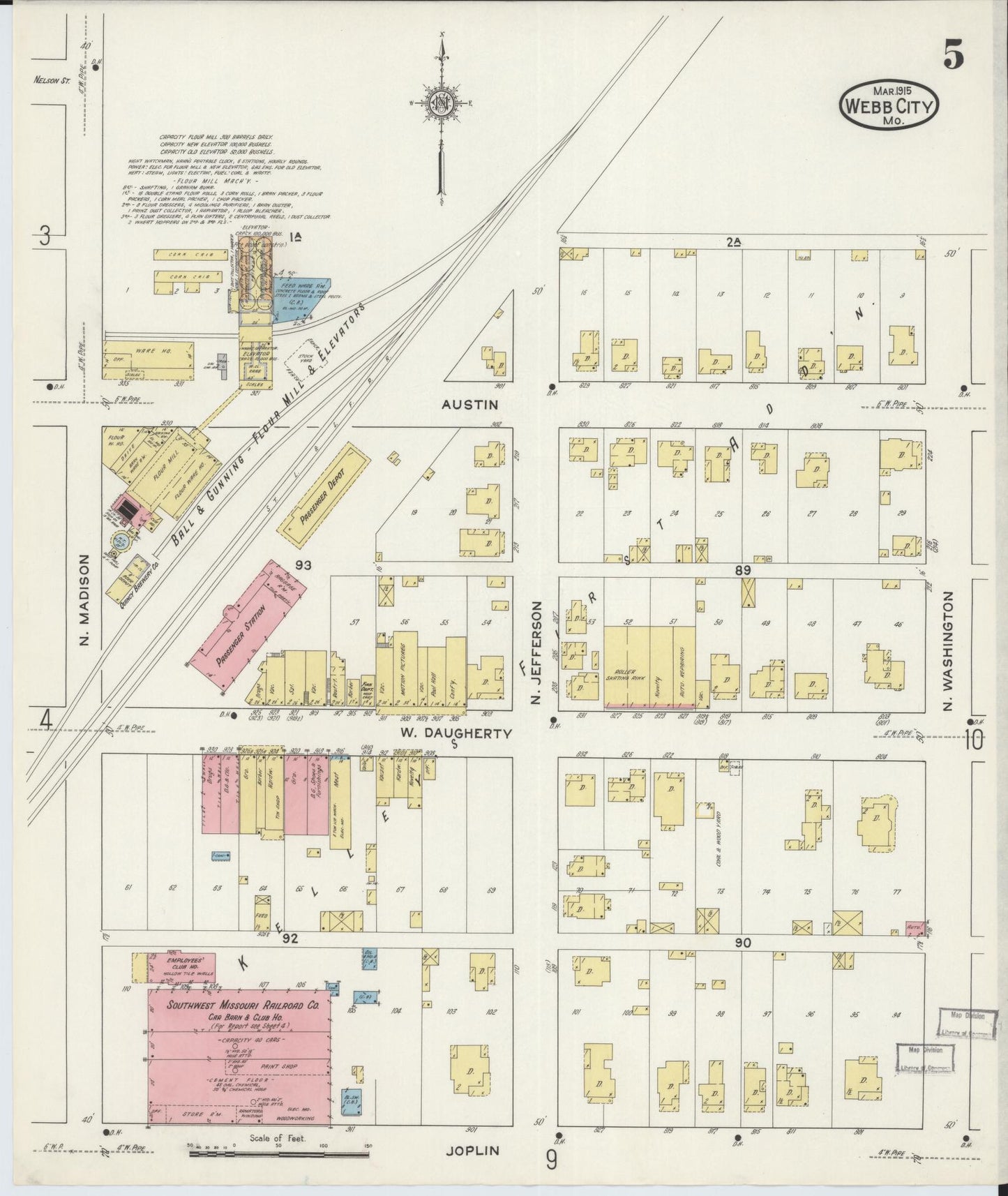 Sanborn Fire Insurance Map from Webb City, Jasper County, Missouri (1915), Sheet #0005 - Complete Map Set gallery image, historic Sanborn map, vintage wall art, Missouri Missouri