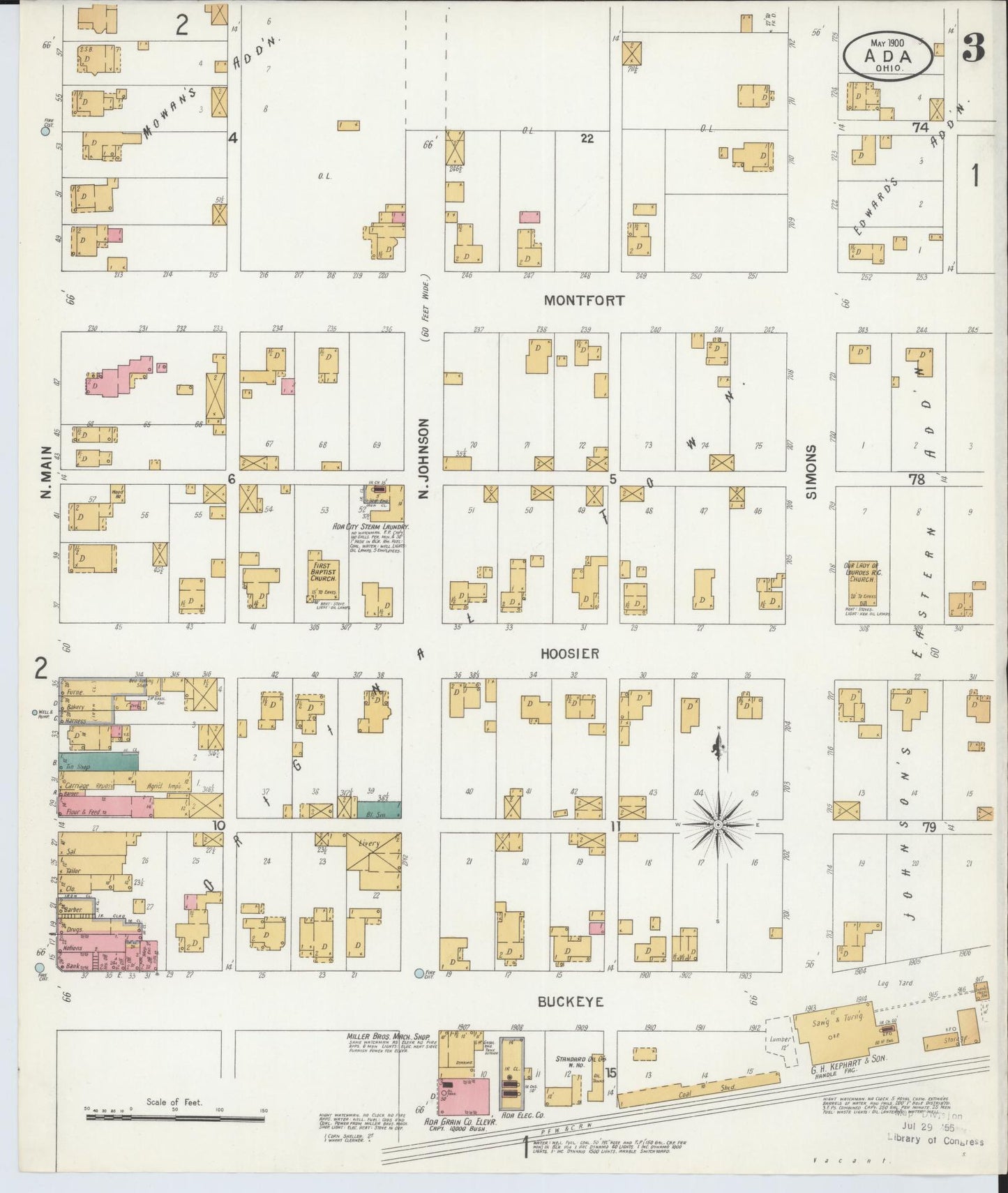 Sanborn Fire Insurance Map from Ada, Hardin County, Ohio (1900), Sheet #0003 - Complete Map Set gallery image, historic Sanborn map, vintage wall art, Ohio Ohio