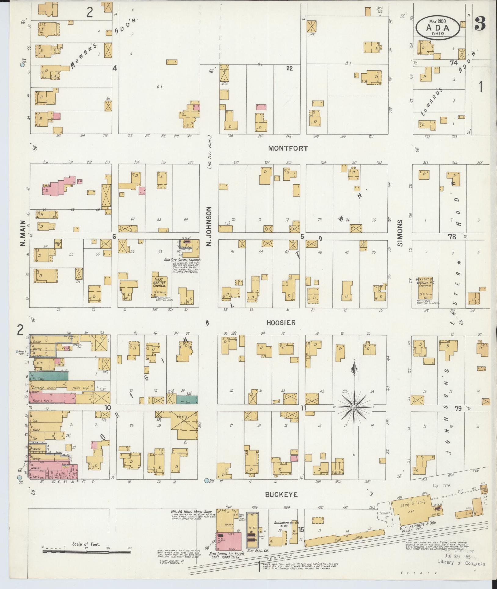 Sanborn Fire Insurance Map from Ada, Hardin County, Ohio (1900), Sheet #0003 - Complete Map Set gallery image, historic Sanborn map, vintage wall art, Ohio Ohio