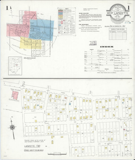 Sanborn Fire Insurance Map from West Lafayette, Coshocton County, Ohio (1939), Sheet #0001 - Complete Map Set gallery image, historic Sanborn map, vintage wall art, Ohio Ohio