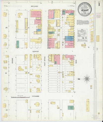 Sanborn Fire Insurance Map from Weimar, Colorado County, Texas (1907), Sheet #0001 - Complete Map Set gallery image, historic Sanborn map, vintage wall art, Weimar Colorado