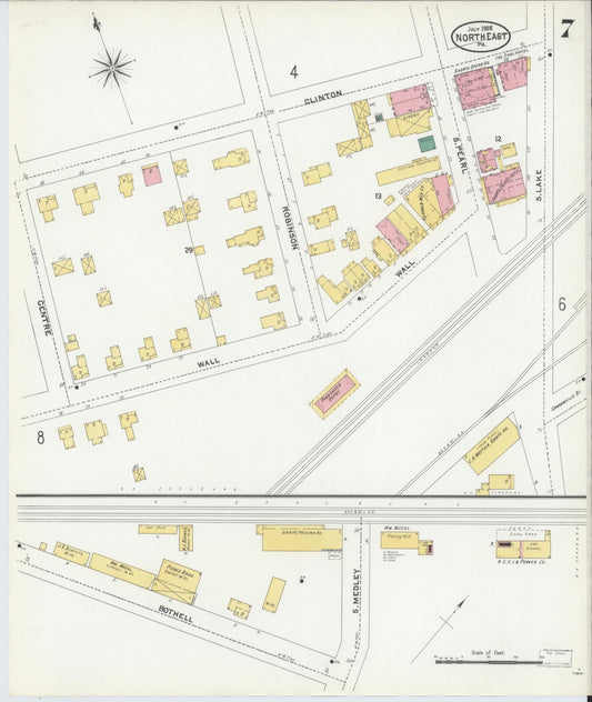 Sanborn Fire Insurance Map from North East, Erie County, Pennsylvania (1905), Sheet #0007 - Historic Sanborn Fire Insurance Map Print, vintage old map wall art, antique decor, genealogy gift, Pennsylvania Pennsylvania map