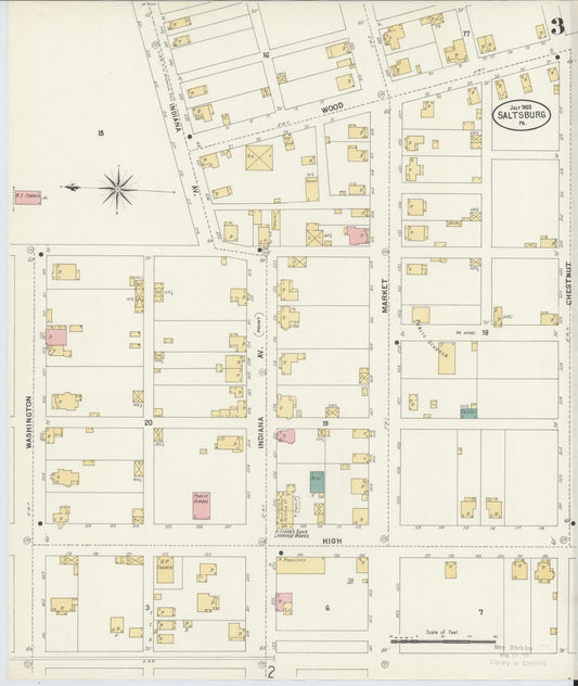 Sanborn Fire Insurance Map from Saltsburg, Indiana County, Pennsylvania (1903), Sheet #0003 - Historic Sanborn Fire Insurance Map Print, vintage old map wall art, antique decor, genealogy gift, Pennsylvania Pennsylvania map