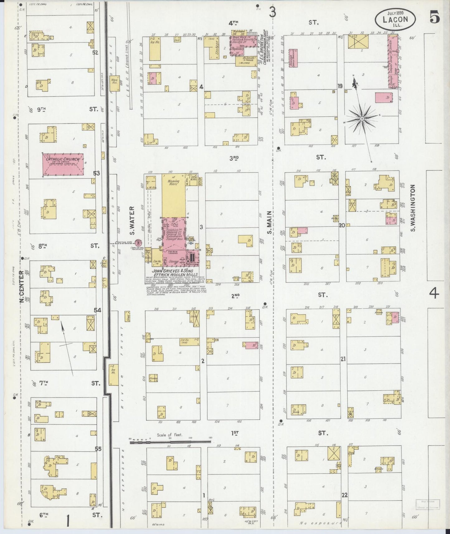 Sanborn Fire Insurance Map from Lacon, Marshall County, Illinois (1899), Sheet #0005 - Complete Map Set gallery image, historic Sanborn map, vintage wall art, Illinois Illinois