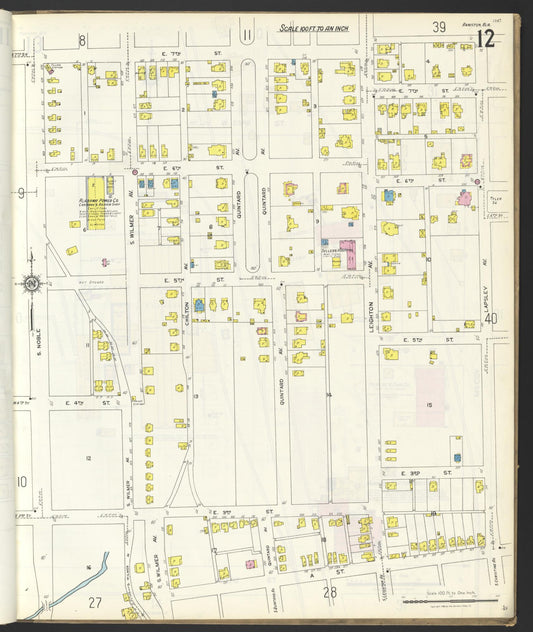 Sanborn Fire Insurance Map from Anniston, Calhoun County, Alabama (1925), Sheet #0012 - Historic Sanborn Fire Insurance Map Print, vintage old map wall art, antique decor, genealogy gift, Alabama Alabama map