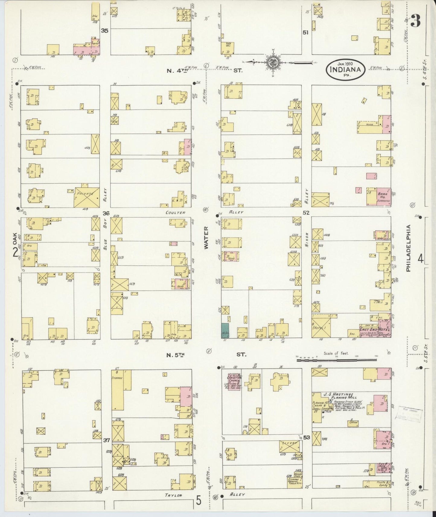 Sanborn Fire Insurance Map from Indiana, Indiana County, Pennsylvania (1910), Sheet #0003 - Complete Map Set gallery image, historic Sanborn map, vintage wall art, Sanborn Fire Insurance Map from Indiana Indiana