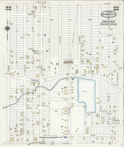 Sanborn Fire Insurance Map from Johnson City, Broome County, New York (1925), Sheet #0022 - Complete Map Set gallery image, historic Sanborn map, vintage wall art, New York New York