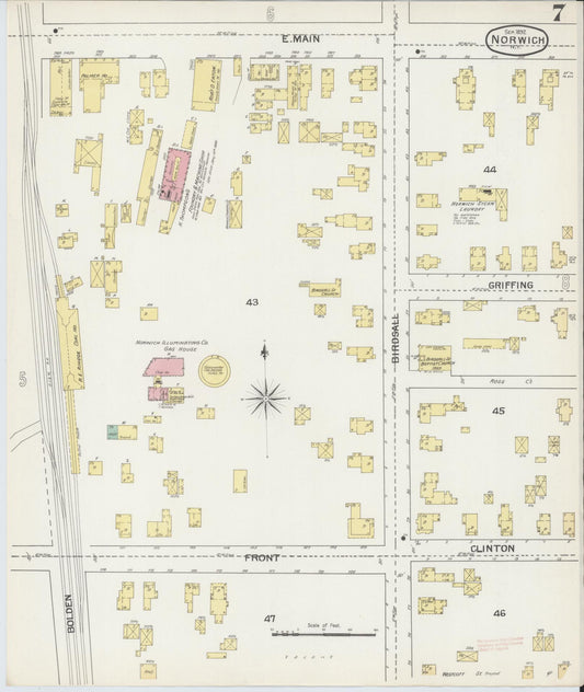 Sanborn Fire Insurance Map from Norwich, Chenango County, New York (1892), Sheet #0007 - Historic Sanborn Fire Insurance Map Print, vintage old map wall art, antique decor, genealogy gift, New York New York map