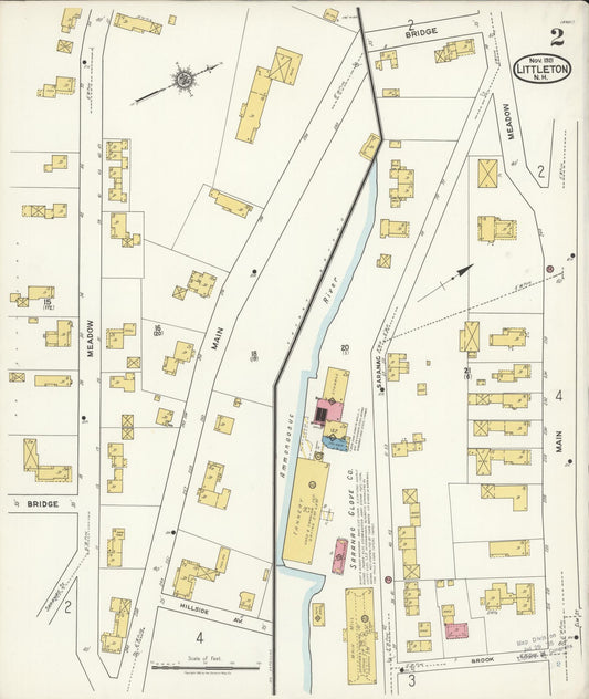 Sanborn Fire Insurance Map from Littleton, Grafton County, New Hampshire (1921), Sheet #0002 - Historic Sanborn Fire Insurance Map Print, vintage old map wall art, antique decor, genealogy gift, New Hampshire New Hampshire map