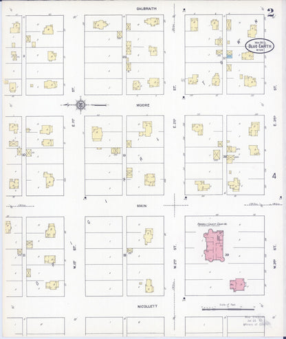Sanborn Fire Insurance Map from Blue Earth, Faribault County, Minnesota (1911), Sheet #0002 - Complete Map Set gallery image, historic Sanborn map, vintage wall art, Minnesota Minnesota