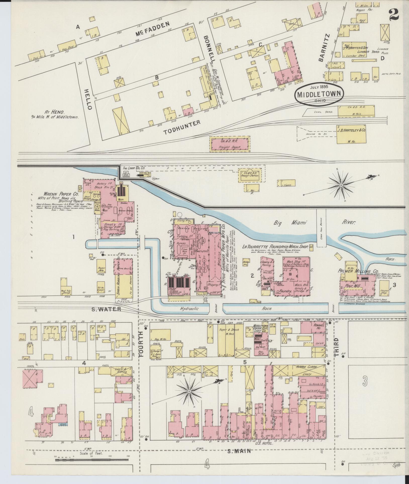 Sanborn Fire Insurance Map from Middletown, Butler County, Ohio (1895), Sheet #0002 - Complete Map Set gallery image, historic Sanborn map, vintage wall art, Ohio Ohio