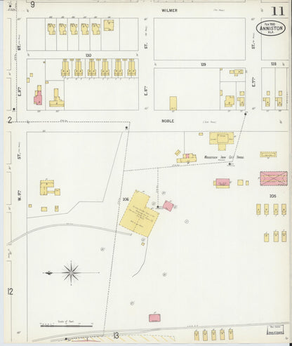 Sanborn Fire Insurance Map from Anniston, Calhoun County, Alabama (1900), Sheet #0011 - Complete Map Set gallery image, historic Sanborn map, vintage wall art, Alabama Alabama