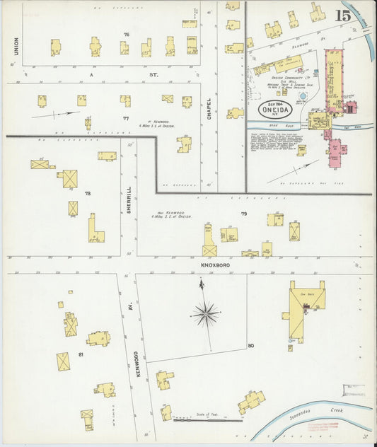 Sanborn Fire Insurance Map from Oneida, Madison County, New York (1904), Sheet #0014 - Historic Sanborn Fire Insurance Map Print, vintage old map wall art, antique decor, genealogy gift, New York New York map