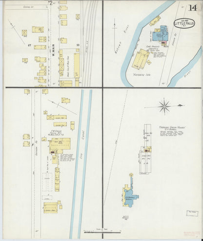 Sanborn Fire Insurance Map from Little Falls, Herkimer County, New York (1897), Sheet #0014 - Historic Sanborn Fire Insurance Map Print, vintage old map wall art, antique decor, genealogy gift, New York New York map