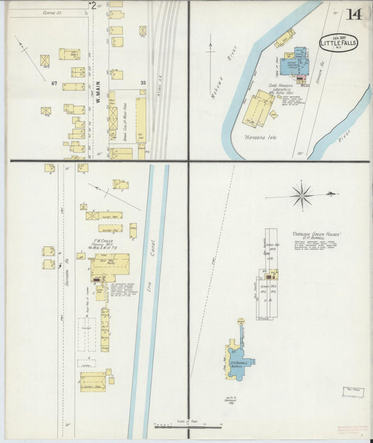 Sanborn Fire Insurance Map from Little Falls, Herkimer County, New York (1897), Sheet #0014 - Historic Sanborn Fire Insurance Map Print, vintage old map wall art, antique decor, genealogy gift, New York New York map