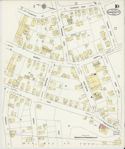 Sanborn Fire Insurance Map from Swampscott, Essex County, Massachusetts (1913), Sheet #0010 - Historic Sanborn Fire Insurance Map Print, vintage old map wall art, antique decor, genealogy gift, Massachusetts Massachusetts map