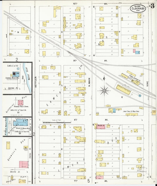 Sanborn Fire Insurance Map from El Dorado, Butler County, Kansas (1899), Sheet #0003 - Historic Sanborn Fire Insurance Map Print, vintage old map wall art, antique decor, genealogy gift, Kansas Kansas map