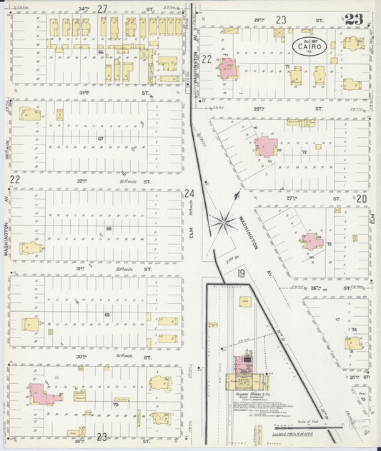 Sanborn Fire Insurance Map from Cairo, Alexander County, Illinois (1907), Sheet #0023 - Historic Sanborn Fire Insurance Map Print, vintage old map wall art, antique decor, genealogy gift, Illinois Illinois map